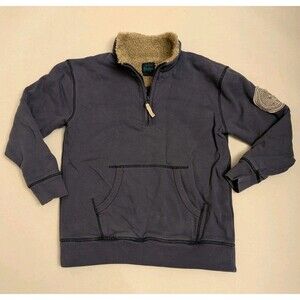 Mini Boden Boy Sz 9/10 Navy 1/4 Zip Lined Pullover Sweatshirt Heavyduty Utility
